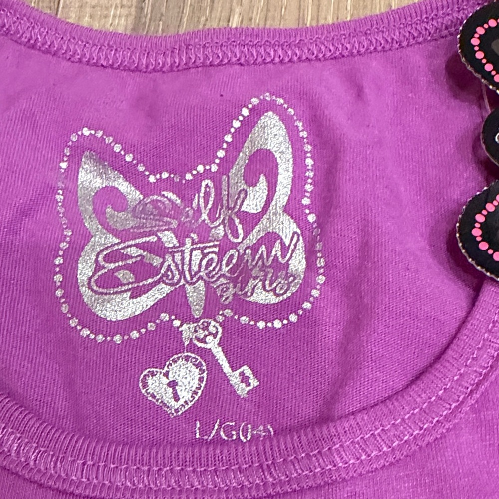 Self Esteem Purple T-Shirt with Puppy and Hearts - Picture 2 of 3